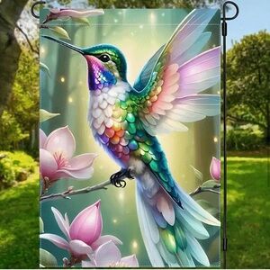 Hummingbird Welcome  Garden Flag, Double-Sided Floral Decor Outdoor ,12x18inch